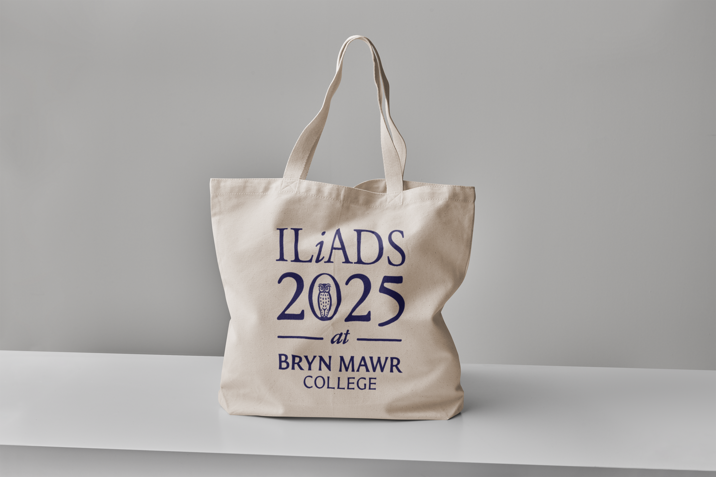 Alternate design for canvas tote bag for the Institute for Liberal Arts Digital Scholarship (ILiADS) 2025 at Bryn Mawr College