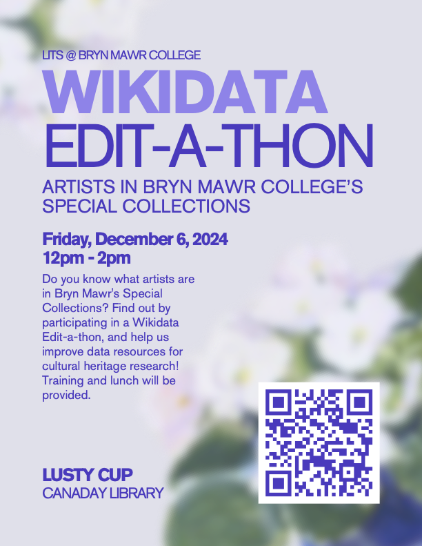 Poster for Wikidata Editathon event in purple